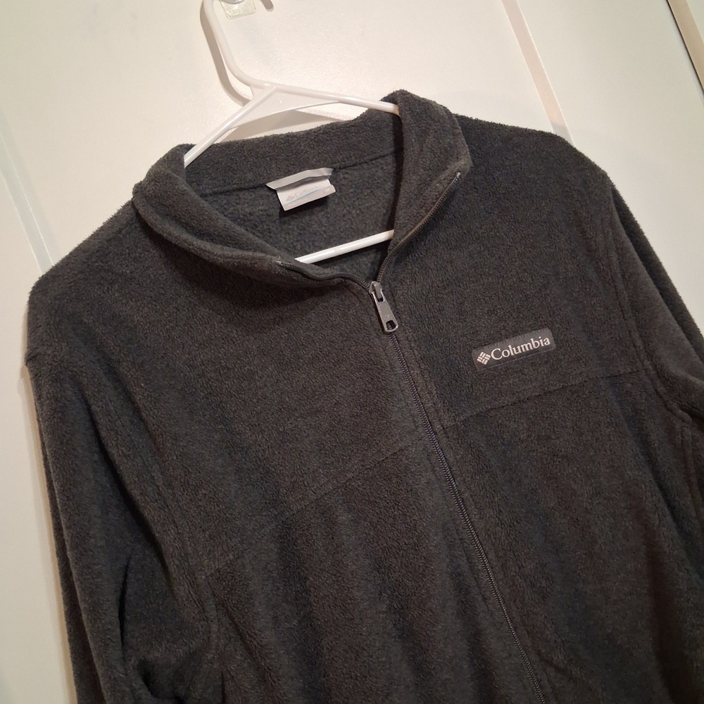 Columbia Fleece Jacket Mens M Gray Full Zip Steens Mountain Soft Warm Outdoor
